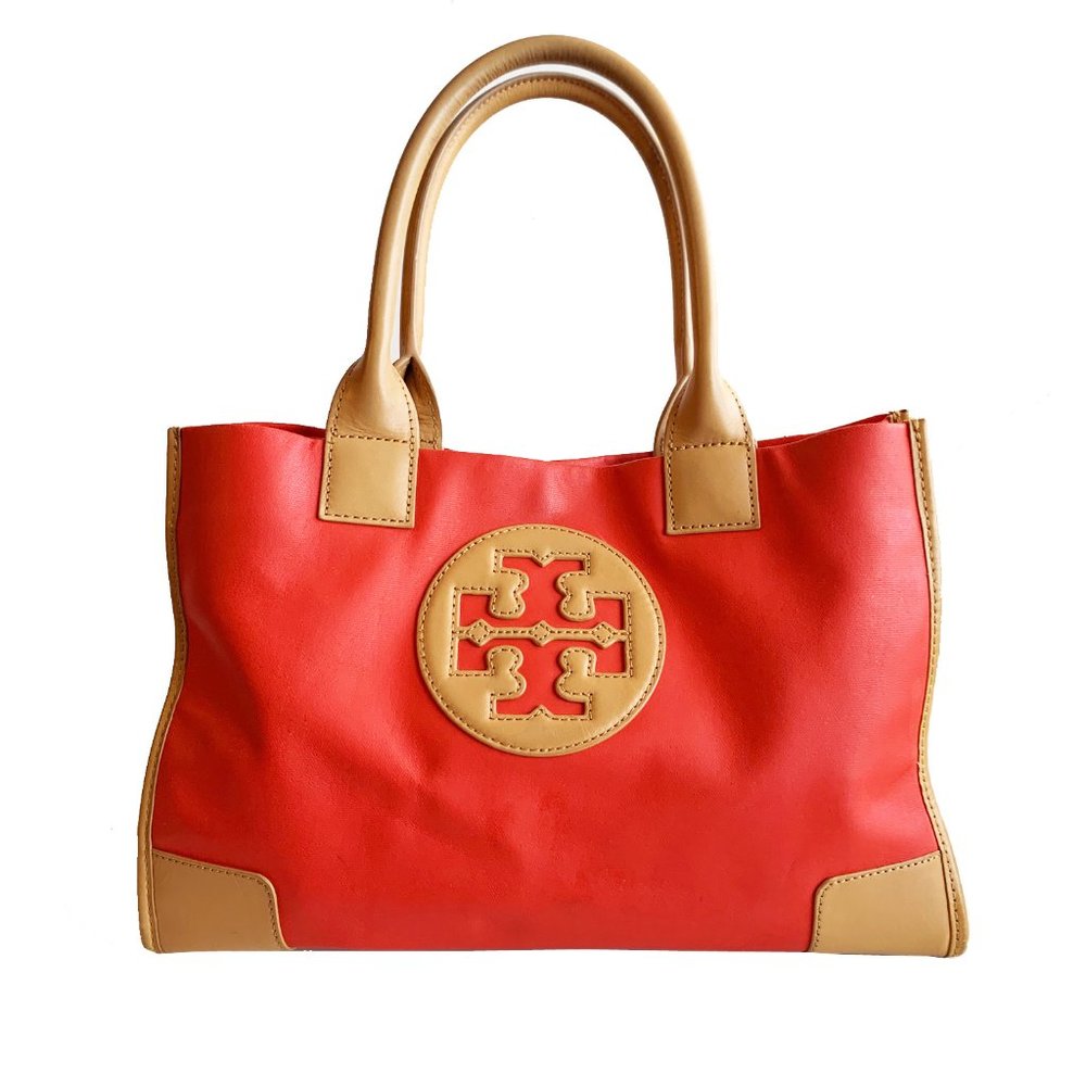 Tory Burch Ella Logo Tote Bag Poppy Red